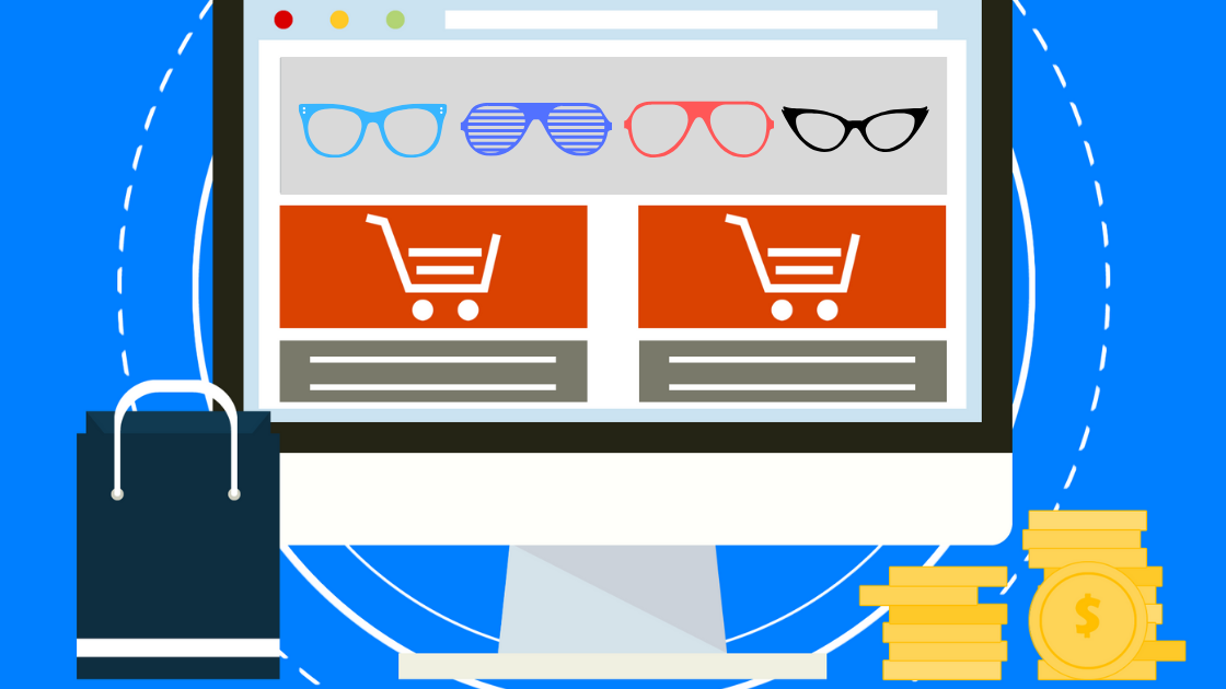 Laptop screen of an example online shop