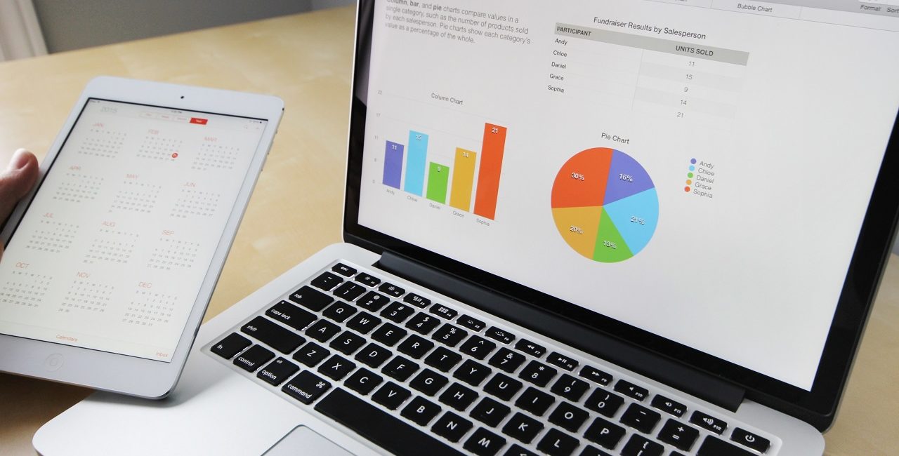 Laptop with email KPI graphs