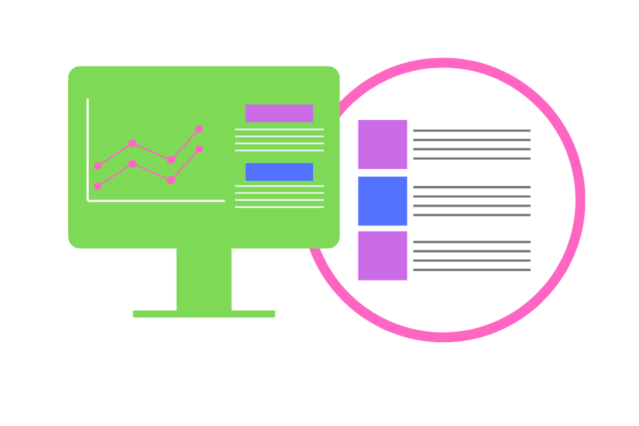 Desktop with analytical graphs and written interpretations