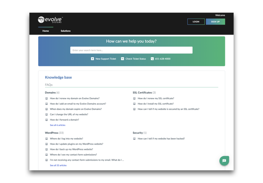 Evolve Systems Help Desk FAQs