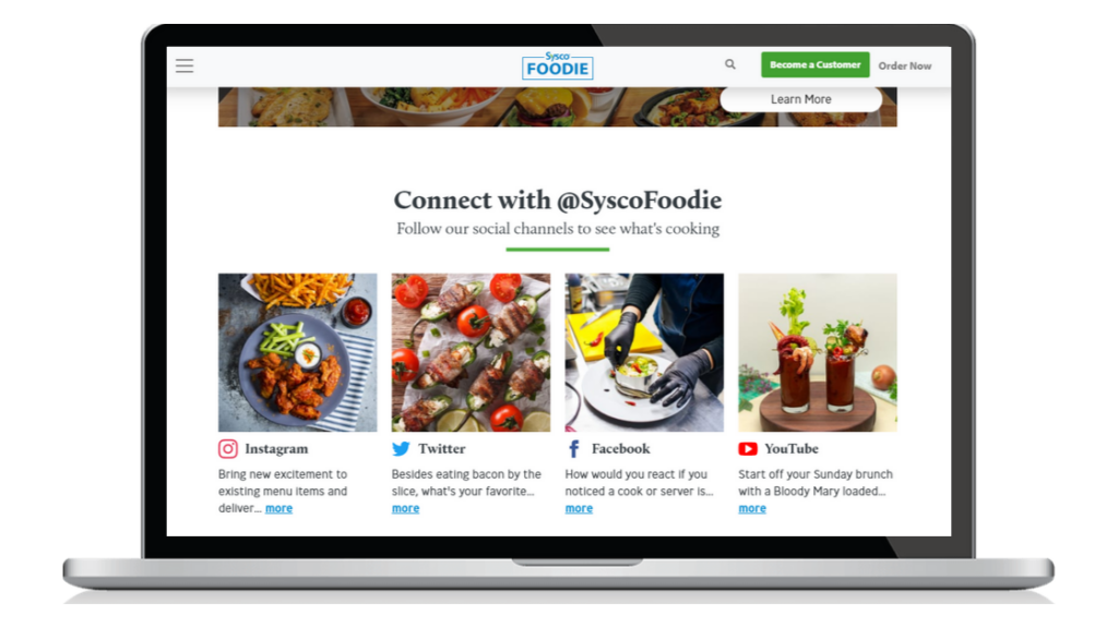 Sysco social media CTAs