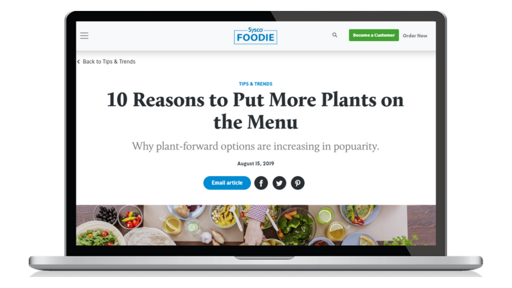 Sysco website 'Tips and Trends'