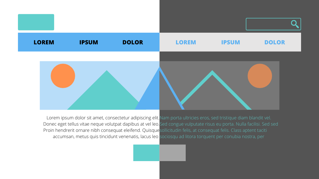 Side by side comparison of normal vs dark mode