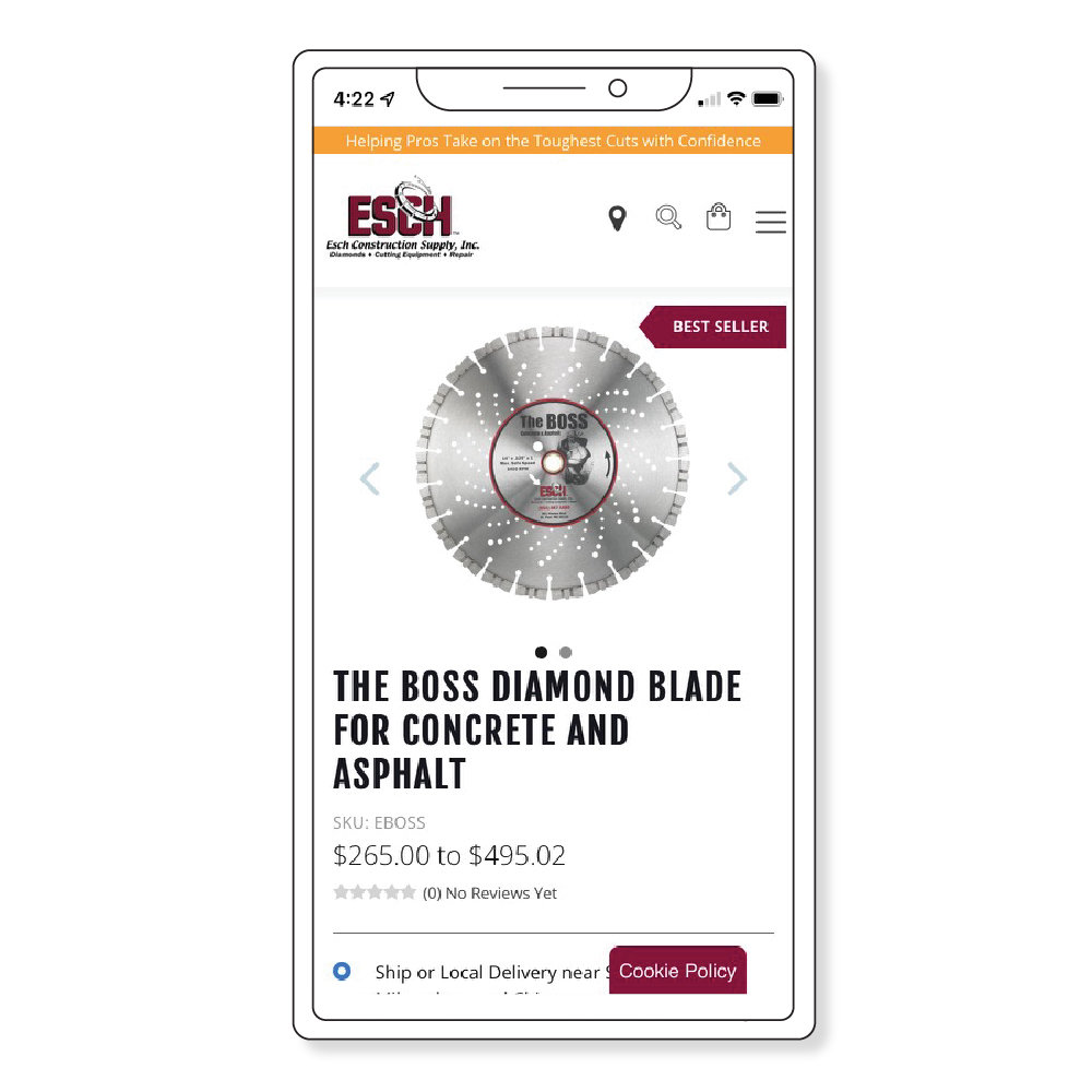 Esch Supply Mobile Website View2