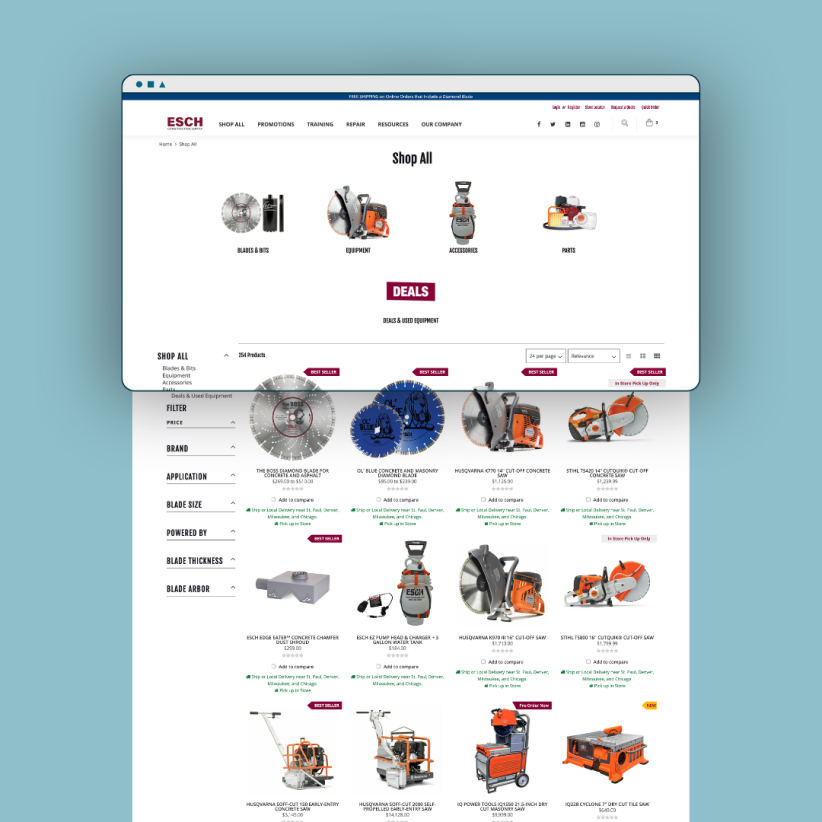 A screenshot of an ecommerce website.